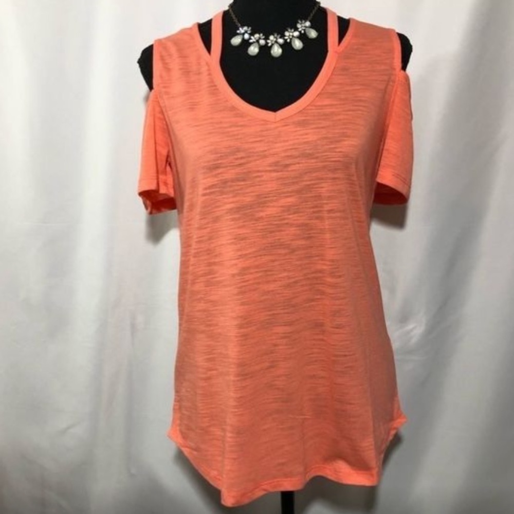 Coral Cold Shoulder t-shirt